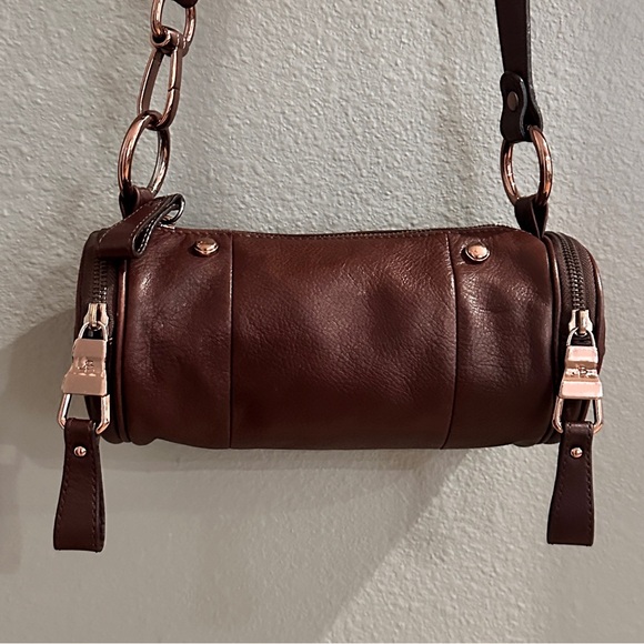 b. makowsky leather studded cylinder crossbody bag. - Picture 4 of 8